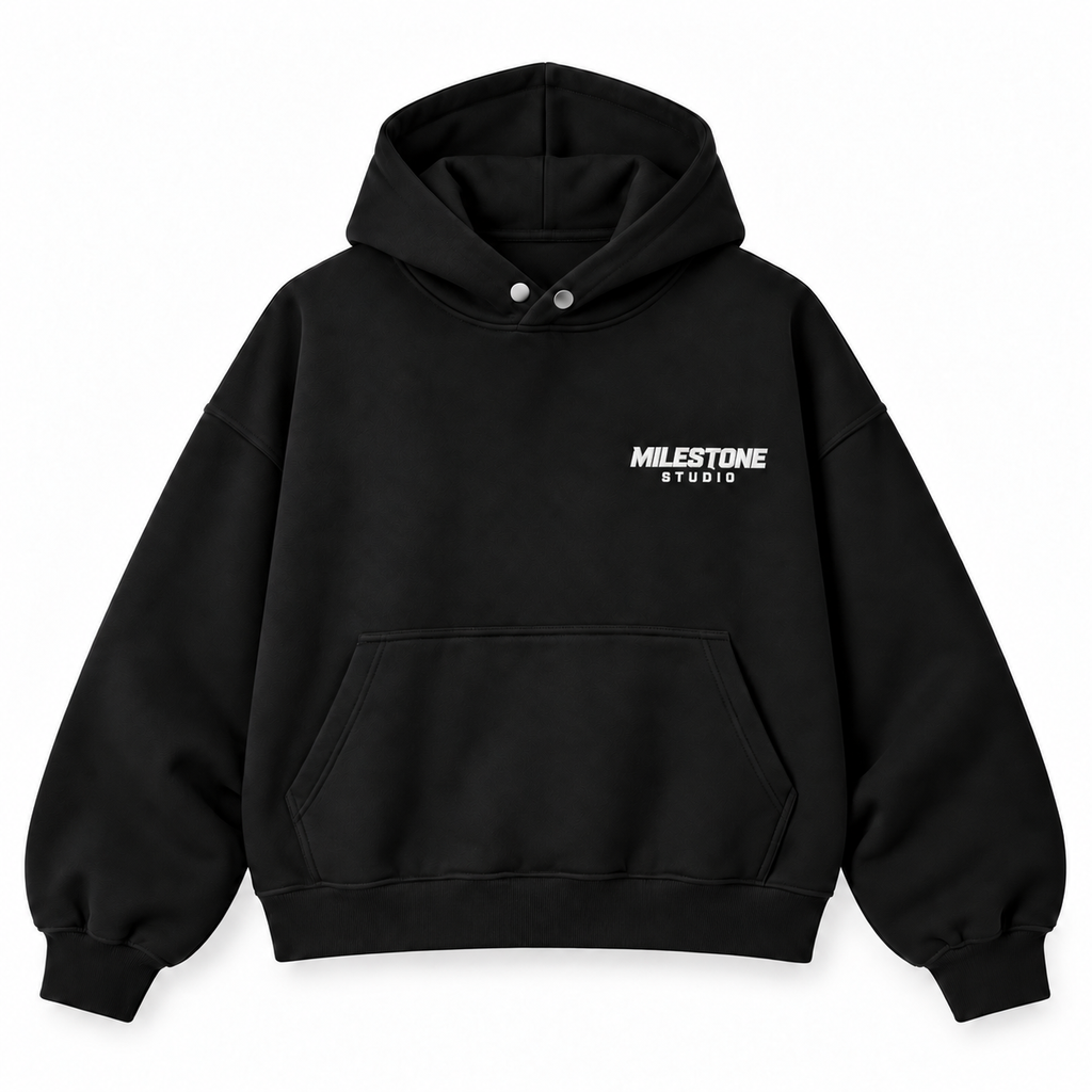 "MILESTONE STUDIO" ORIGIN CROPPED HOODIE / BLACK