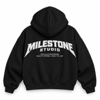"MILESTONE STUDIO" ORIGIN CROPPED HOODIE / BLACK