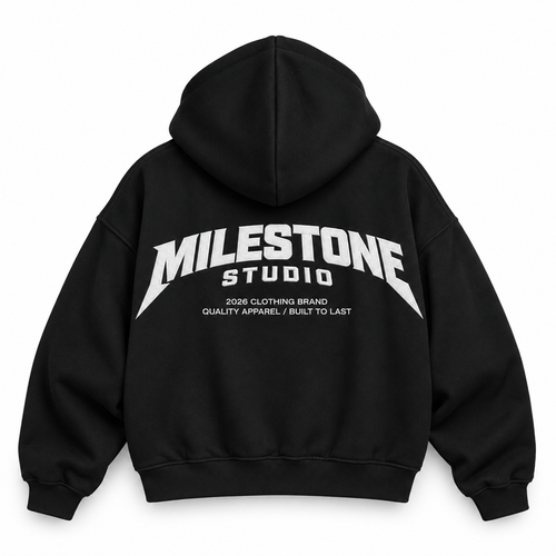 "MILESTONE STUDIO" ORIGIN CROPPED HOODIE / BLACK