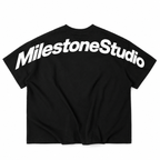 "MILESTONE STUDIO" OVERLINE T-SHIRT / BLACK