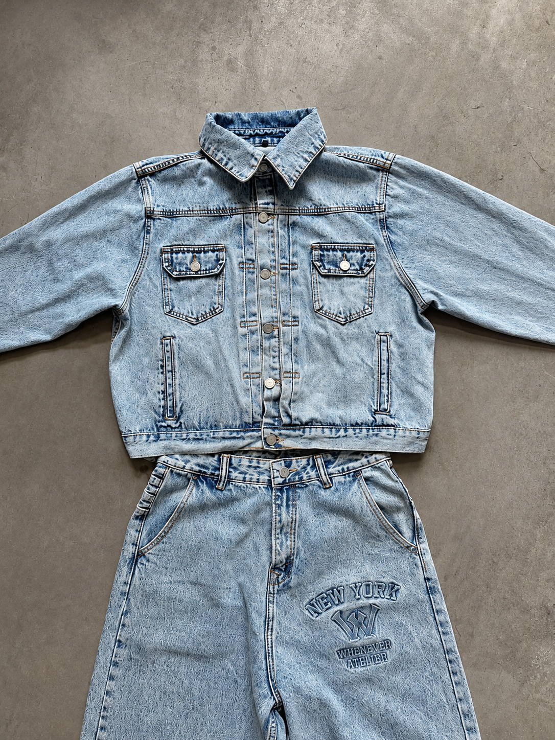 “WHENEVER” BASIC DENIM JACKET / WASH BLUE