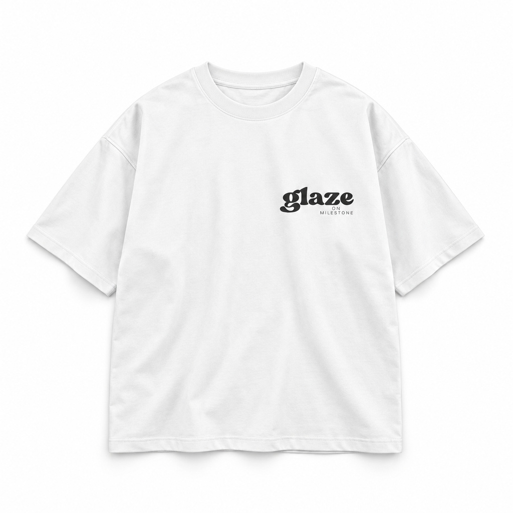 "MILESTONE STUDIO" GLAZE ON T-SHIRT / WHITE