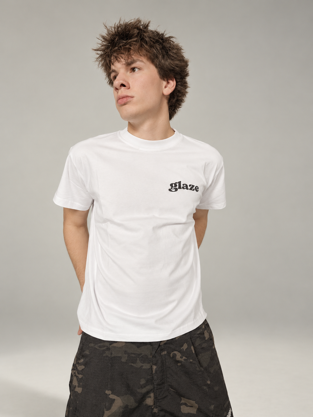 "MILESTONE STUDIO" GLAZE ON T-SHIRT / WHITE