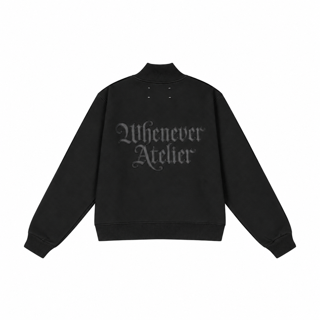 “WHENEVER” LOGO HALF-ZIP SWEATSHIRT / BLACK
