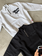 “WHENEVER” LOGO HALF-ZIP SWEATSHIRT / BLACK