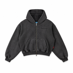 "WHENEVER" CHASING DREAMS WASHED ZIP HOODIE / VINTAGE GREY
