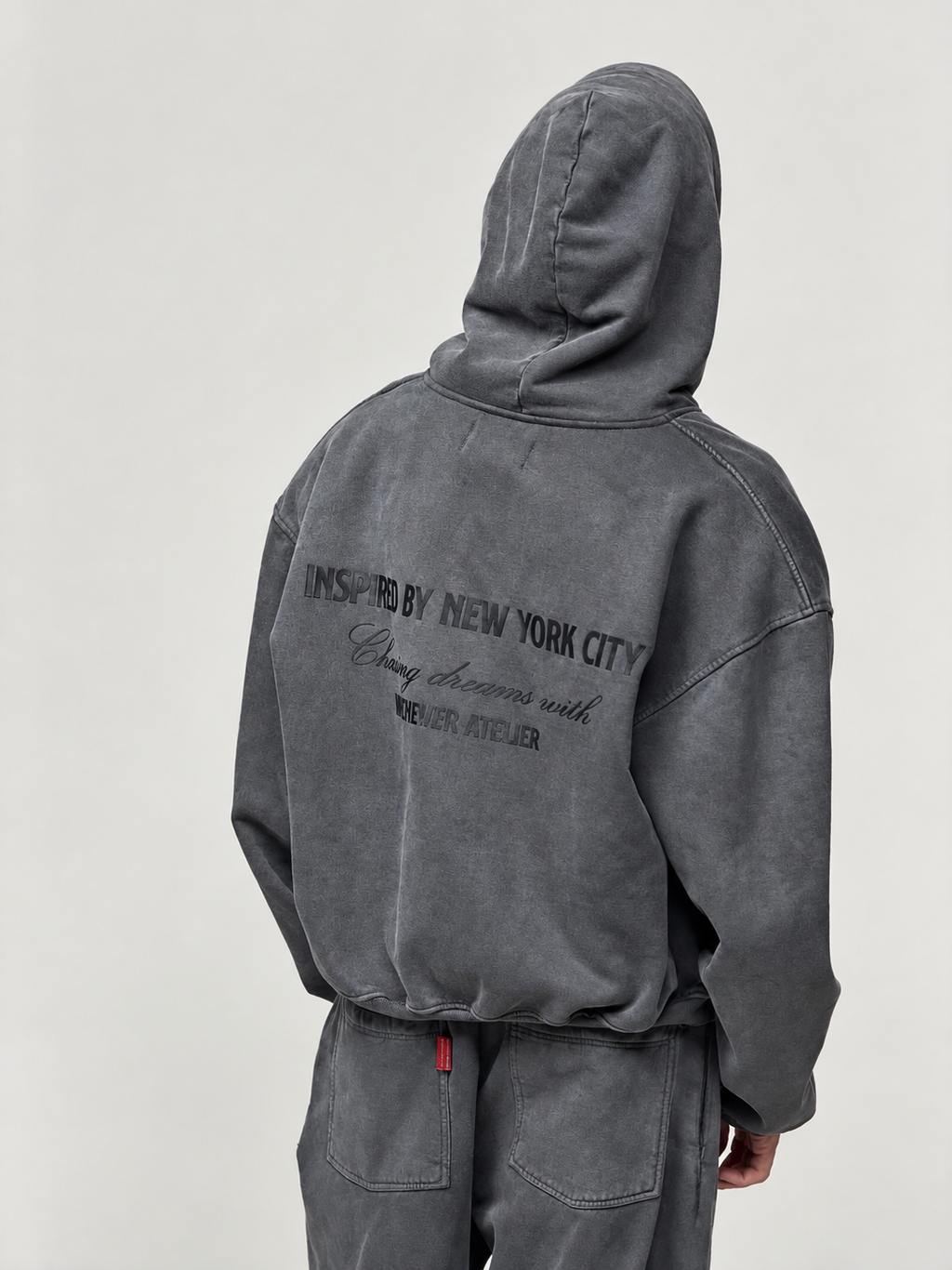 "WHENEVER" CHASING DREAMS WASHED ZIP HOODIE / VINTAGE GREY