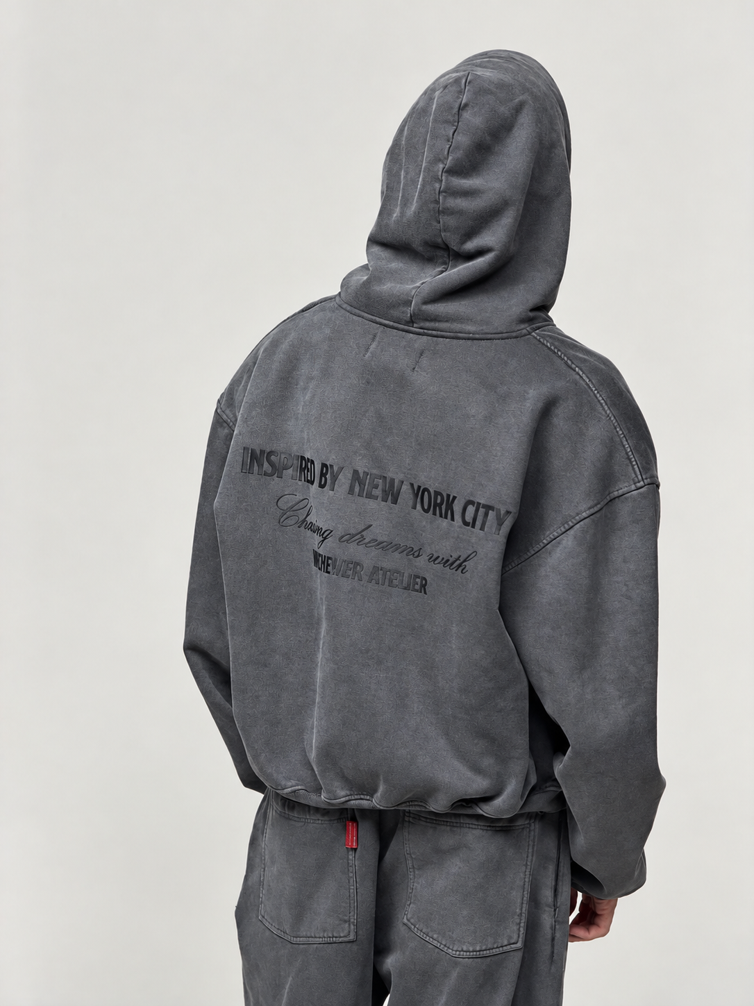 "WHENEVER" CHASING DREAMS WASHED ZIP HOODIE / VINTAGE GREY