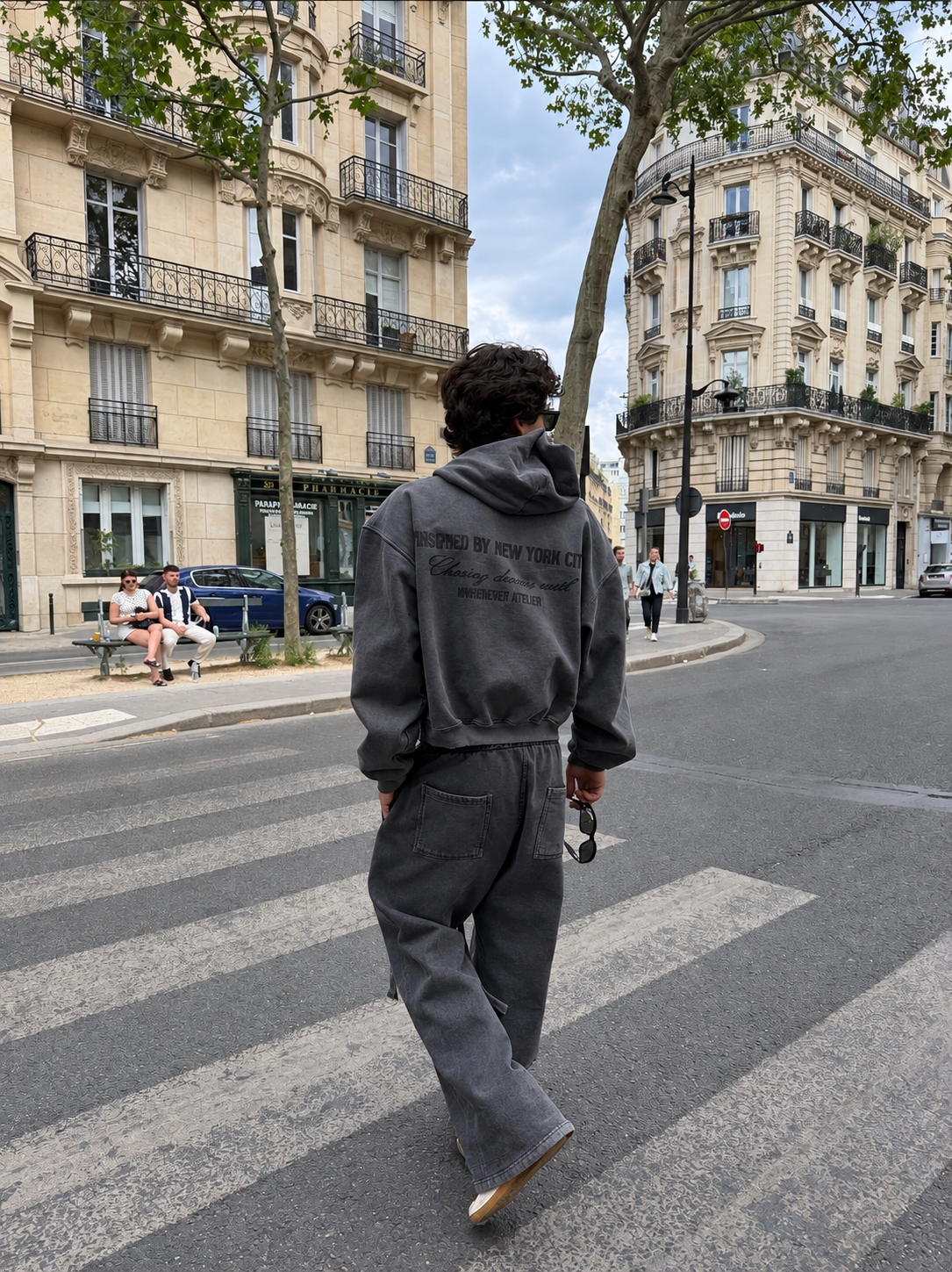 "WHENEVER" CHASING DREAMS WASHED ZIP HOODIE / VINTAGE GREY