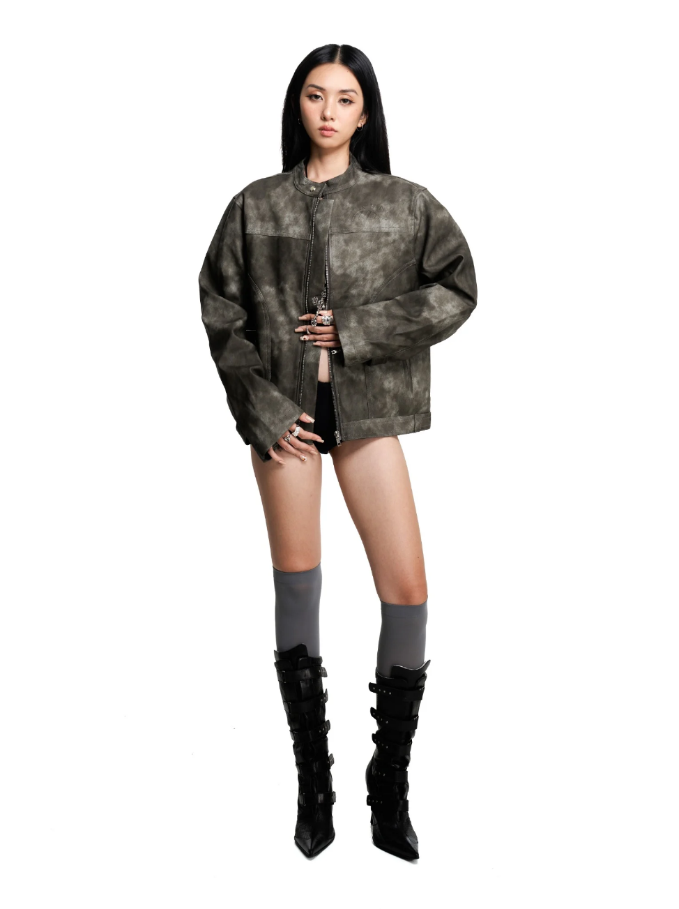"HADES" BLACK WAX BIKER JACKET