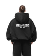 "STRESSMAMA" FALL25 01 TEAM HOODIE - BLACK