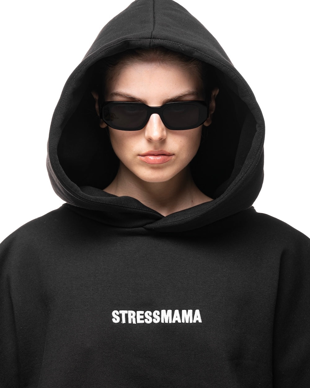"STRESSMAMA" FALL25 01 TEAM HOODIE - BLACK